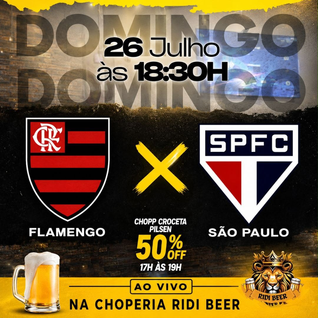 Transmissão de Flamengo x São Paulo na Choperia Ridi Beer