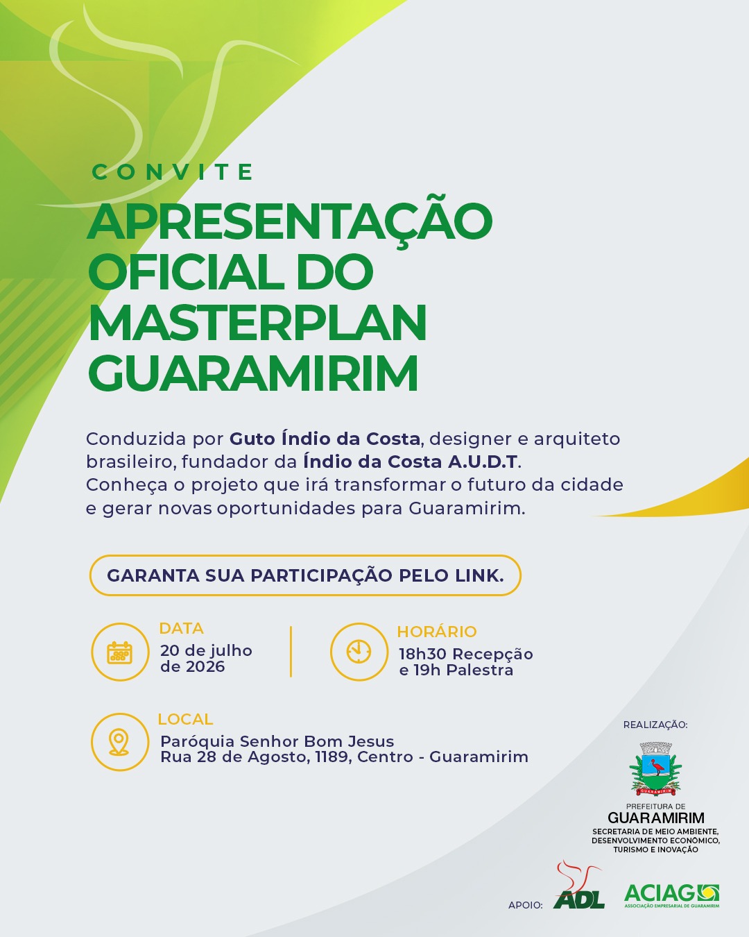 Convite da apresentação oficial do Masterplan Guaramirim
