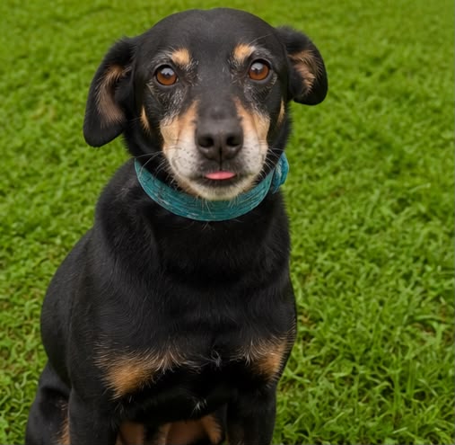 Negão, cão de porte pequeno a médio disponível para adoção em Jaraguá do Sul.