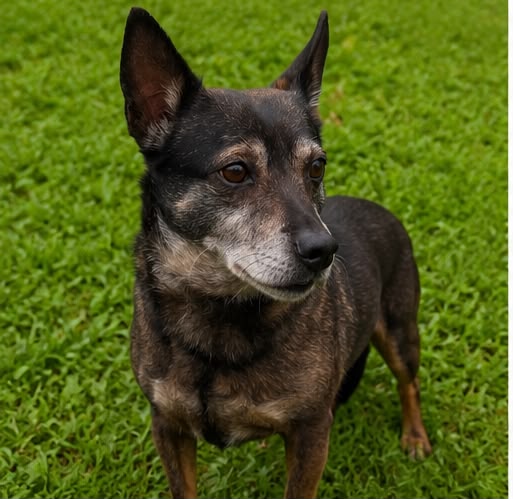 Pancinha, cão de porte pequeno disponível para adoção no abrigo Estrela Dalva em Jaraguá do Sul.