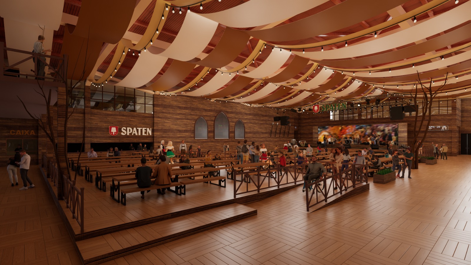 Renderização do novo Spaten Platz da 41ª Oktoberfest Blumenau 2026